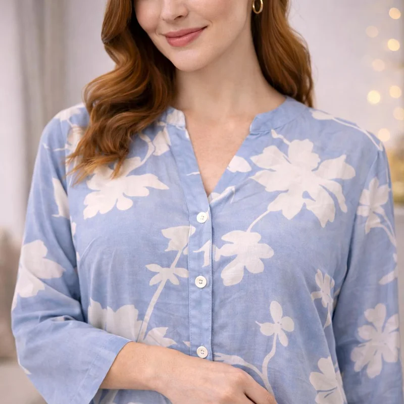 Artemea Women’s Floral Print Jalabiya | Premium Rayon | Button-Front Design | Full-Length Modest Wear